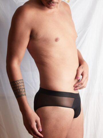 Semi-transparent mesh lingerie for men